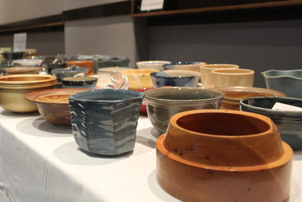 beautiful handcrafted bowls at YWCA Empty Bowls, photo by Daniel Morris Photography
