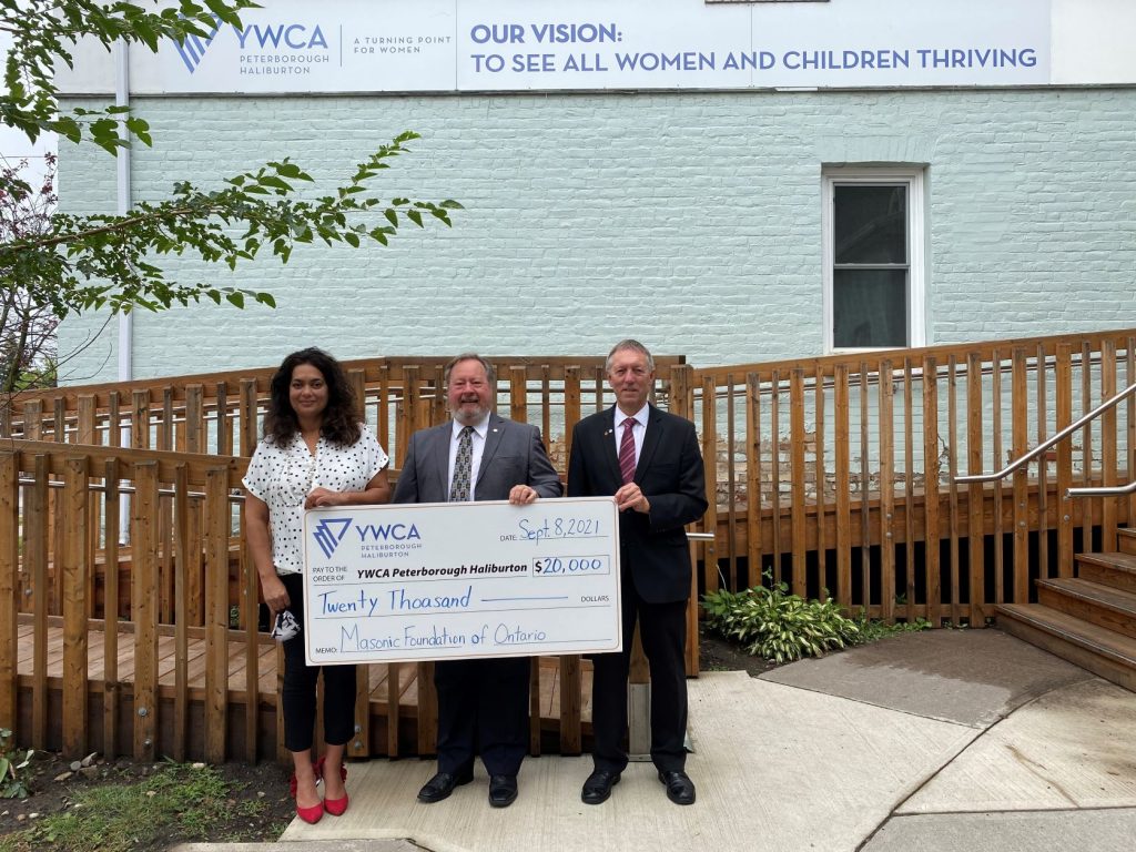 YWCA's Ria Nicholson accepts $20,000 donation from The Peterborough District Masonic Association